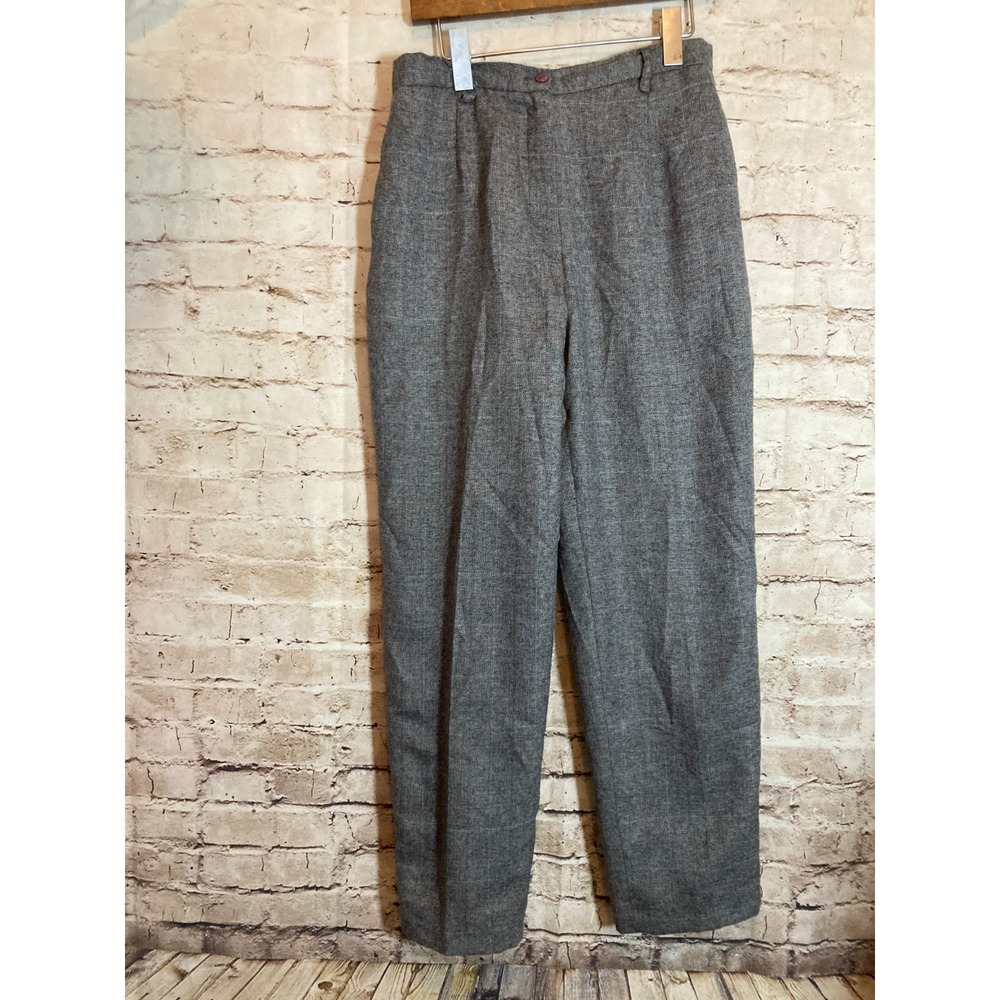 Vintage‎ Herman Geist Wool Pants Womens 8 Gray & Brown Plaid Academia Preppy